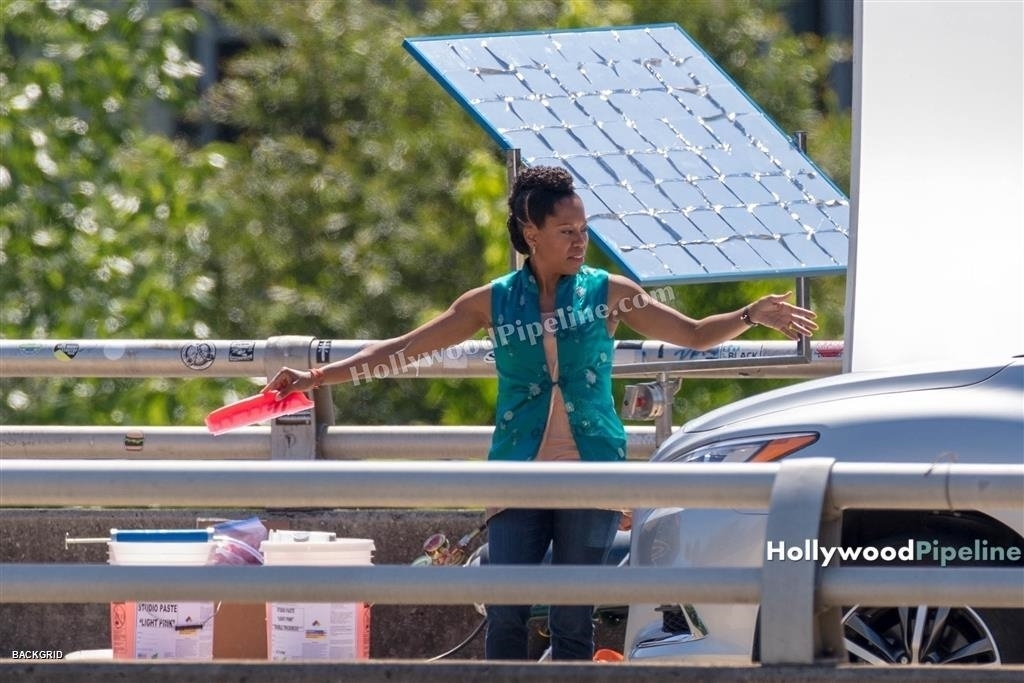 First Look:  Regina King On Set -- Shooting Scenes for 'Watchmen'
